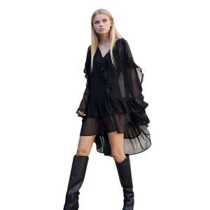 H&M Chloe Inspired Boho Black Dress Small